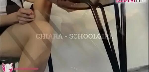  Sexy schoolgirl takes off her shoes and goes barefoot